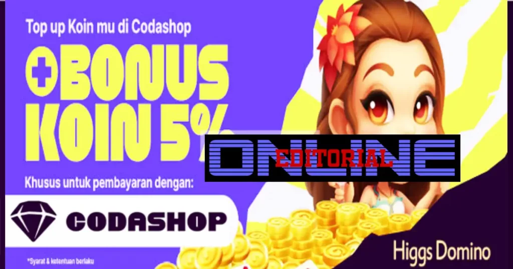 Editor Online|Cara Top Up Codashop Higgs Domino (Free 5% Chip) Gratis